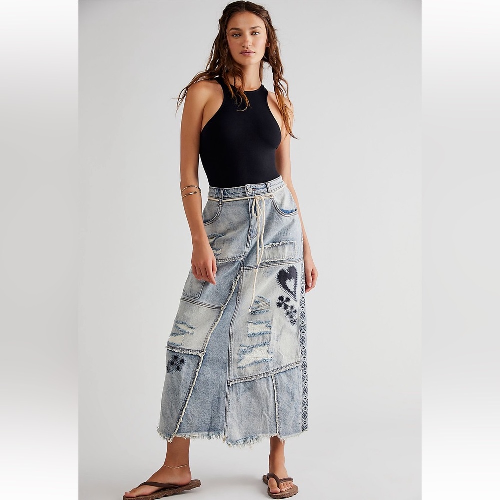 Free people Maxed out maxi patchwork skirt size 4